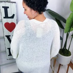 Iris & Rainbow Boutique #M676 Knitted From The Heart Cardigan (Off White) New Arrivals