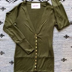 Iris & Rainbow Boutique New Arrivals #C906 Olive Snap Cardigan