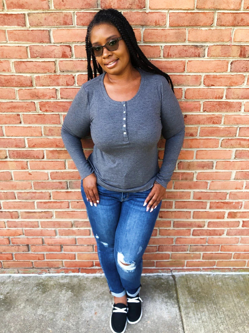 Iris & Rainbow Boutique #K662 Simply Sophisticated Long Sleeve Top (Charcoal) 4 Iris & Rainbow Boutique #K662 Simply Sophisticated Long Sleeve Top (Charcoal)