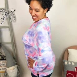Iris & Rainbow Boutique New Arrivals #L262 Rainbow Clouds Tie Dye Pullover