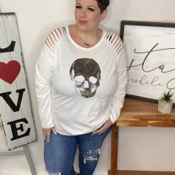 Iris & Rainbow Boutique #L917 Shine Of Rock Star Top (Off White)