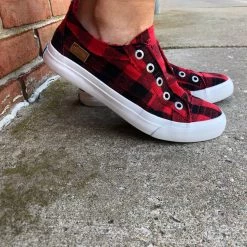 Iris & Rainbow Boutique New Arrivals #C87 Into The Woods Red Buffalo Plaid Shoes