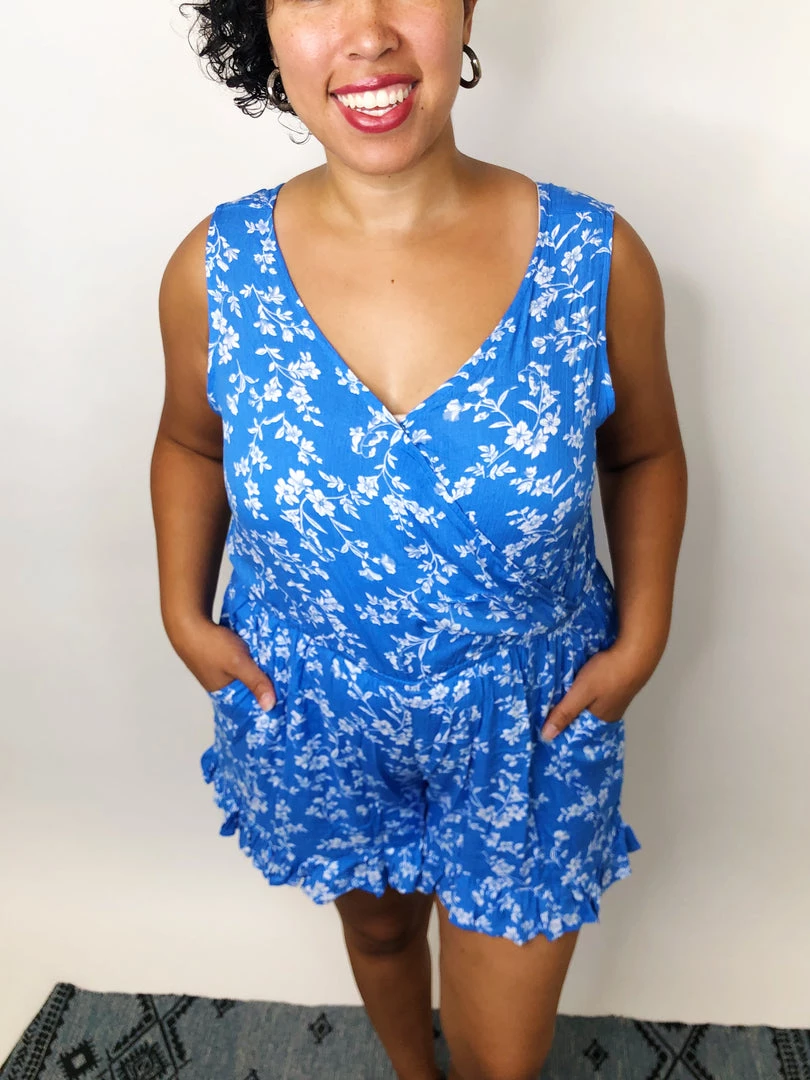 Iris & Rainbow Boutique New Arrivals #K521 Blue Sky Of White Flowers Romper 4 Iris & Rainbow Boutique New Arrivals #K521 Blue Sky Of White Flowers Romper