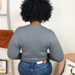 Iris & Rainbow Boutique New Arrivals #K780 All Squared Away Bodysuit (CHARCOAL)