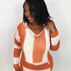 Iris & Rainbow Boutique #K750 Striped Creamsicle Hoodie Top