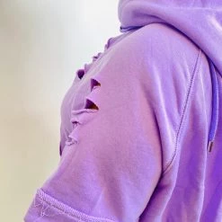 Iris & Rainbow Boutique #K450 Lavender Summer Distressed Hoodie New Arrivals