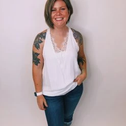 Iris & Rainbow Boutique #K305 Lace Me Down Top (OFF WHITE)