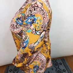 Iris & Rainbow Boutique New Arrivals #K635 A Walk In A Paisley Dream Top (Mustard/Mauve)