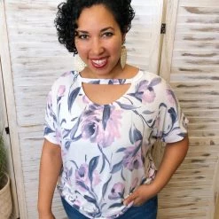 Iris & Rainbow Boutique #J907 Painting In Watercolors Floral Top