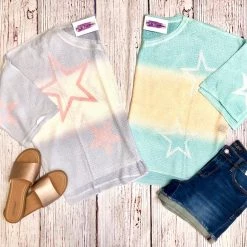 Iris & Rainbow Boutique New Arrivals #J308 Starfish Waters Summer Sweater (Grey)