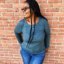 Iris & Rainbow Boutique New Arrivals #K663 Simply Sophisticated Long Sleeve Top (Teal)