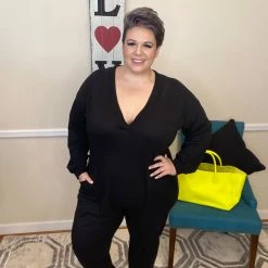Iris & Rainbow Boutique #H533 And Chill Plunging Jumpsuit