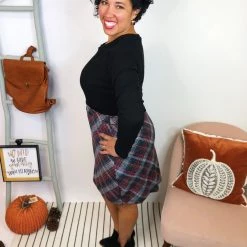 Iris & Rainbow Boutique #L201 Feeling Festive Plaid Dress (Black/Red)