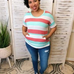 Iris & Rainbow Boutique #J906 Watermelon Stripes Top