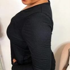 Iris & Rainbow Boutique #K781 Making The Most Of It Top (BLACK)