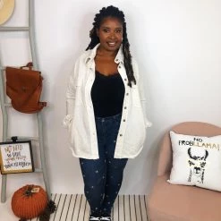 Iris & Rainbow Boutique #K909 Vanilla Bean POL Shacket