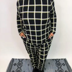 Iris & Rainbow Boutique New Arrivals #K736 In The Grid Lounge Set