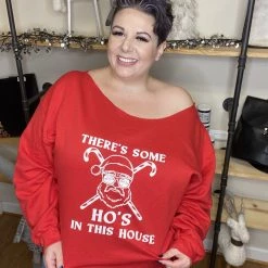 Iris & Rainbow Boutique New Arrivals #H57 Hoes In The House Off The Shoulder Sweatshirt