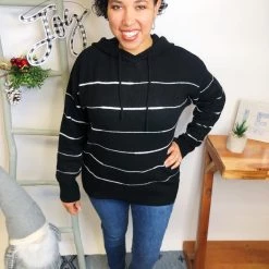 Iris & Rainbow Boutique #L558 Style Statements Hoodie (Black Off White) New Arrivals