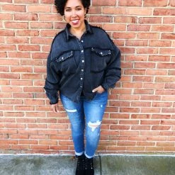 Iris & Rainbow Boutique #L331 Studded In Perfection POL Shacket New Arrivals