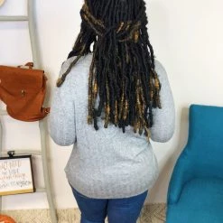 Iris & Rainbow Boutique New Arrivals #K878 Neutral Lines Henley Top (Heather Grey)