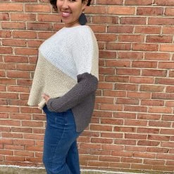 Iris & Rainbow Boutique #H158 Elegant Color Block Sweater New Arrivals