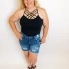 Iris & Rainbow Boutique #K232 The Maze Criss Cross Tank (Black)
