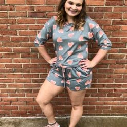 Iris & Rainbow Boutique New Arrivals #314 Sage Hearts Jersey Shorts