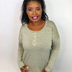 Iris & Rainbow Boutique New Arrivals #K718 October Skies Long Sleeve Top (Olive)