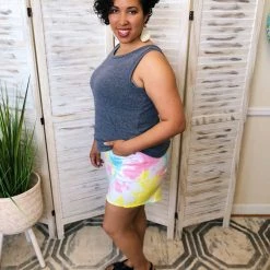 Iris & Rainbow Boutique #J954 Watercolor Wonderland Judy Blue Tie Dye Mid Rise Shorts New Arrivals