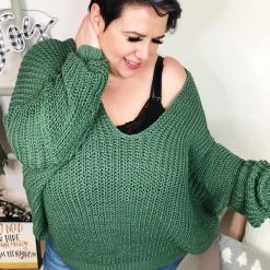 Iris & Rainbow Boutique New Arrivals #L193 Girls Day Out Ribbed POL Sweater (JADE GREEN)