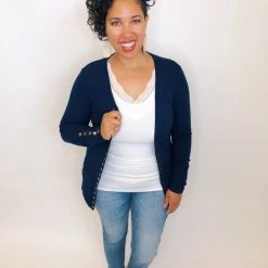 Iris & Rainbow Boutique #K202 Midnight Navy Snap Cardigan
