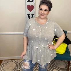 Iris & Rainbow Boutique New Arrivals #H534 Air Of Love Peplum Top