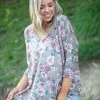 Boutique Simplified Cappuccino Floral 3/4 Sleeve Top