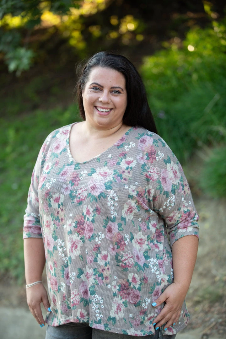 Boutique Simplified Cappuccino Floral 3/4 Sleeve Top 5 Boutique Simplified Cappuccino Floral 3/4 Sleeve Top