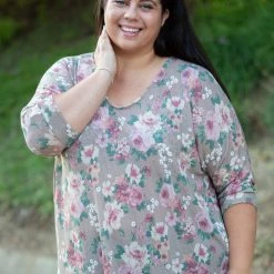 Boutique Simplified Cappuccino Floral 3/4 Sleeve Top 14 Boutique Simplified Cappuccino Floral 3/4 Sleeve Top