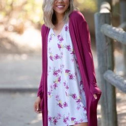 Boutique Simplified Burgundy Delight Swing Dress New Arrivals