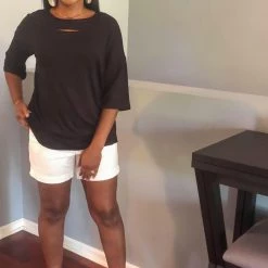 Boutique Simplified Laser Cut Tunic In Black