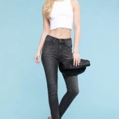 Iris & Rainbow Boutique #352 Hailey's Dark Grey Judy Blue Skinny Jeans New Arrivals