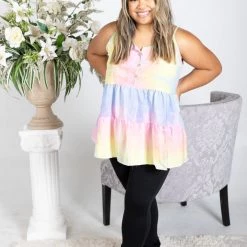 Boutique Simplified New Arrivals Turn Up The Music Ruffled Hem Tank