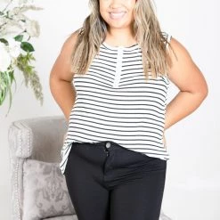 Boutique Simplified New Arrivals Classically Striped Sleeveless Top