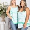 Boutique Simplified Aqua Tie Dye Reversible Tank New Arrivals