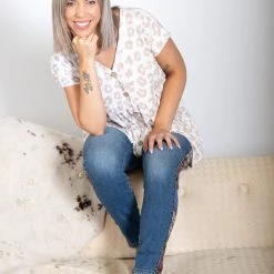 Boutique Simplified Naturally Purrfect Ruffled Tunic