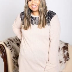 Boutique Simplified Latte & Lace Waffle Knit New Arrivals