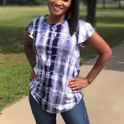 Boutique Simplified New Arrivals Navy Marbled Flutter Sleeve