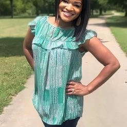 Boutique Simplified Open Pastures Shirred Woven Top