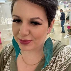 Iris & Rainbow Boutique #L894 Handmade Earrings Large (Teal/Gold) New Arrivals