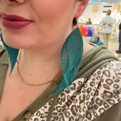 Iris & Rainbow Boutique #L894 Handmade Earrings Large (Teal/Gold) New Arrivals