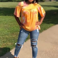 Boutique Simplified Ray Of Sunshine Ruffle Short Sleeve Top New Arrivals