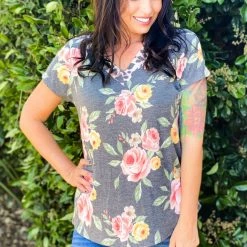 Boutique Simplified Rose Of The Amazon Short Sleeve Top New Arrivals